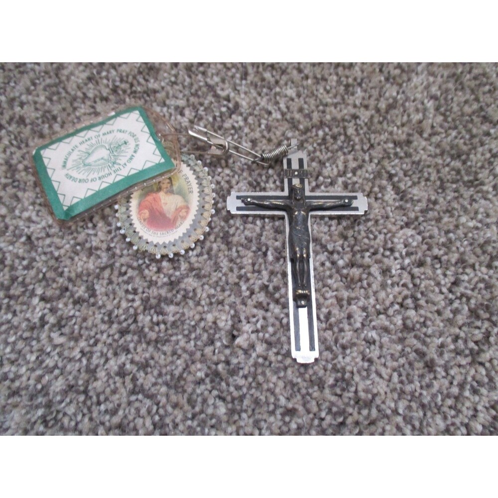 Catholic Nun Profession Crucifix Pectoral Cross W/ 2 scapular Jesus Inri